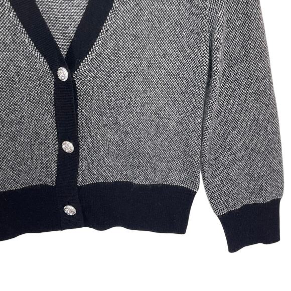 J CREW Women’s Cashmere Black and Gray Jeweled Button front Cardigan - Picture 2 of 4